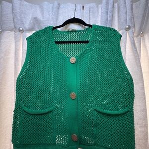 Entro Emerald Green Knit Cardigan Vest